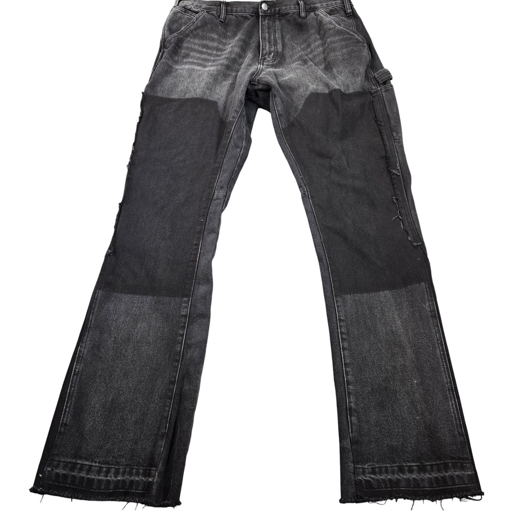 Mnml Jeans Mens 37x33 (tag 36) Gray Dark Wash Relaxed Straight Cargo Denim